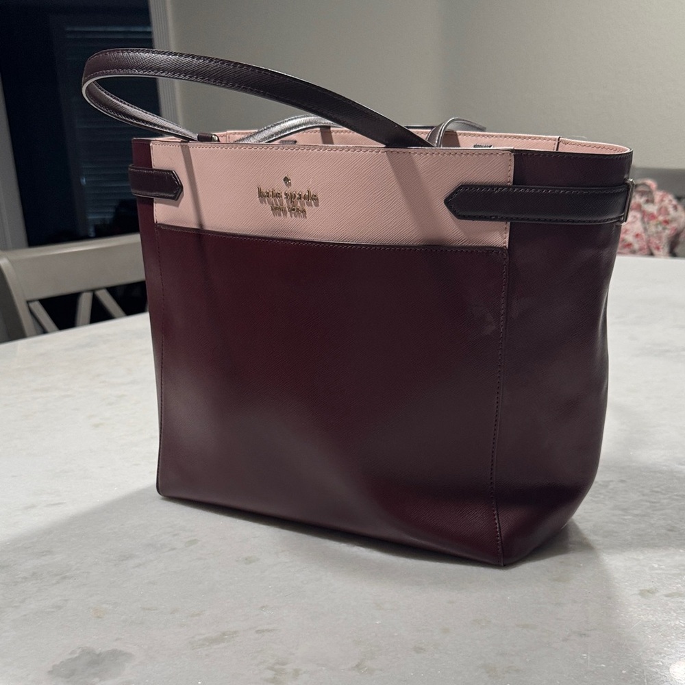 Kate Spade Maroon and Blush Surprise Tote